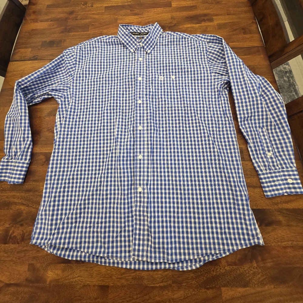 Wrangler George Straight Men's Blue and White Plaid Shirt XXL     ‎ Sku94